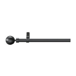 GoodHome Tinos Satin Grey Titanium Effect Extendable Ball Single Curtain Pole Set, (L)2000mm-3300mm (Dia)19mm - thumbnail 1