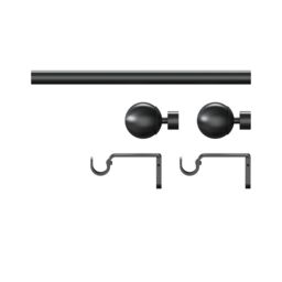 GoodHome Tinos Satin Grey Titanium Effect Extendable Ball Single Curtain Pole Set, (L)2000mm-3300mm (Dia)19mm - thumbnail 2