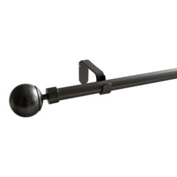 GoodHome Tinos Satin Grey Titanium Effect Extendable Ball Single Curtain Pole Set, (L)2000mm-3300mm (Dia)19mm - thumbnail 7