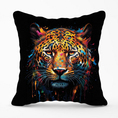 Warren Reed Designer Splashart Leopard Face Outdoor Cushion 45Cm X 45Cm - image 1