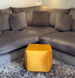 Beautiful Beanbags Luxury Plush Velvet Beanbag Cube Footstool Large Pouffe Bean Bags - Mustard
