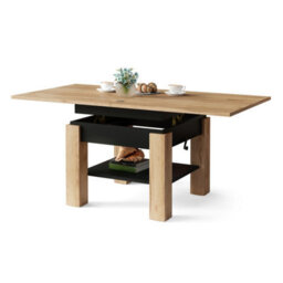 Heze Furniture Clara 2 In 1 Extending Coffee / Dining Table 75-150Cm - Golden Craft Oak / Black - thumbnail 9