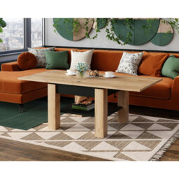 Heze Furniture Clara 2 In 1 Extending Coffee / Dining Table 75-150Cm - Golden Craft Oak / Black - thumbnail 3