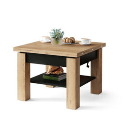 Heze Furniture Clara 2 In 1 Extending Coffee / Dining Table 75-150Cm - Golden Craft Oak / Black - thumbnail 6