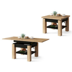 Heze Furniture Clara 2 In 1 Extending Coffee / Dining Table 75-150Cm - Golden Craft Oak / Black - thumbnail 5
