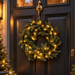 Neo 50Cm Pre Lit Christmas Artificial Fir Wreath 20 Warm White Led Lights - thumbnail 1