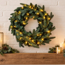 Neo 50Cm Pre Lit Christmas Artificial Fir Wreath 20 Warm White Led Lights - thumbnail 7