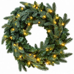 Neo 50Cm Pre Lit Christmas Artificial Fir Wreath 20 Warm White Led Lights - thumbnail 2
