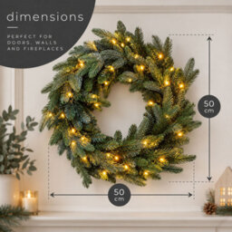 Neo 50Cm Pre Lit Christmas Artificial Fir Wreath 20 Warm White Led Lights - thumbnail 6