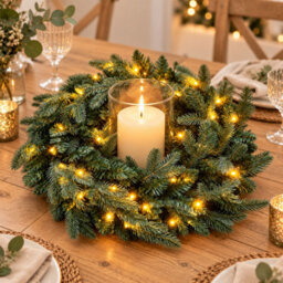 Neo 50Cm Pre Lit Christmas Artificial Fir Wreath 20 Warm White Led Lights - thumbnail 9