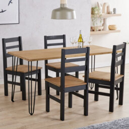 Core Products Augusta Antique Waxed Pine 150Cm Wide Dining Table With 4 Black Pine Chairs - thumbnail 1