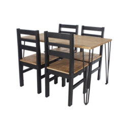 Core Products Augusta Antique Waxed Pine 150Cm Wide Dining Table With 4 Black Pine Chairs - thumbnail 2