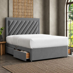 Luxury Upholstered Divan Bed With Side Storage Drawers & Tall Headboard - thumbnail 1