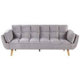 Beliani Sofa Bed 3 Seater Asby Velvet Light Grey
