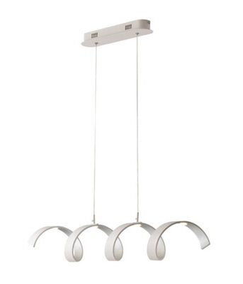 Luminosa Lighting Luminosa Helix Integrated Led Swirl Effect Bar Pendant, White, Silver, 4000K