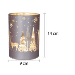 Shatchi 14Cm Christmas Decorated Vase Led Silver Glass Vase / Forest - thumbnail 6