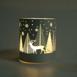 Shatchi 14Cm Christmas Decorated Vase Led Silver Glass Vase / Forest - thumbnail 4