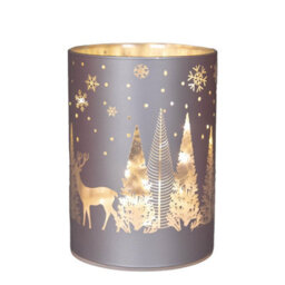 Shatchi 14Cm Christmas Decorated Vase Led Silver Glass Vase / Forest - thumbnail 5