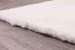 Faux Fur Ivory Plain Shaggy Modern Easy To Clean Polyester Rug For Living Room And Bedroom-80Cm X 150Cm - thumbnail 5