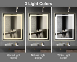 Belofay  Lucian Bathroom Led Mirror, Illuminated Bathroom Toughened Mirror With Led Lights Dimmable Anti-Fog - thumbnail 4