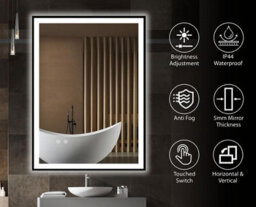 Belofay  Lucian Bathroom Led Mirror, Illuminated Bathroom Toughened Mirror With Led Lights Dimmable Anti-Fog - thumbnail 3