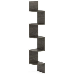 Corner Floating Shelf Grey 5 Tier Wall Mounted Storage Rack 20X20X126Cm Grey - thumbnail 1
