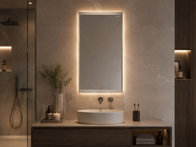 Geberit Bathroom Mirror, Option Plus 400 X 700mm Silver Led Illuminated, Featuring Demister, 501.070.00.1 - image 1
