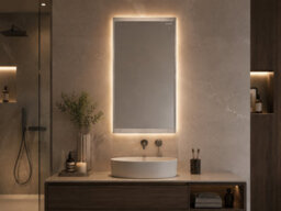 Geberit Bathroom Mirror, Option Plus 400 X 700mm Silver Led Illuminated, Featuring Demister, 501.070.00.1 - thumbnail 1