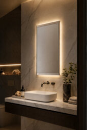 Geberit Bathroom Mirror, Option Plus 400 X 700mm Silver Led Illuminated, Featuring Demister, 501.070.00.1 - thumbnail 2