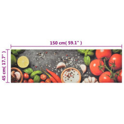 Vidaxl Kitchen Rug Washable Vegetables 45X150 Cm Velvet - thumbnail 5