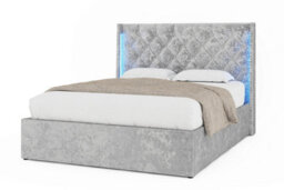 Loxley Led Silver Crushed Velvet Storage Ottoman Bed - King 5Ft - thumbnail 7
