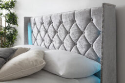 Loxley Led Silver Crushed Velvet Storage Ottoman Bed - King 5Ft - thumbnail 6