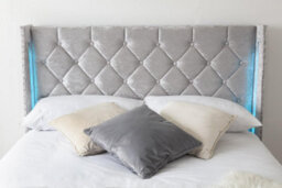 Loxley Led Silver Crushed Velvet Storage Ottoman Bed - King 5Ft - thumbnail 8