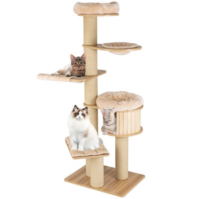 Costway 1.9M Cat Tree Multi-Level Wooden Cat Tower Activity Center W/ Scratch Posts - image 1