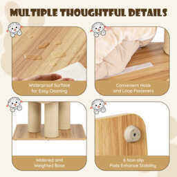 Costway 1.9M Cat Tree Multi-Level Wooden Cat Tower Activity Center W/ Scratch Posts - thumbnail 8