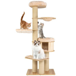 Costway 1.9M Cat Tree Multi-Level Wooden Cat Tower Activity Center W/ Scratch Posts - thumbnail 9