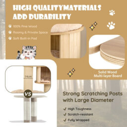 Costway 1.9M Cat Tree Multi-Level Wooden Cat Tower Activity Center W/ Scratch Posts - thumbnail 7