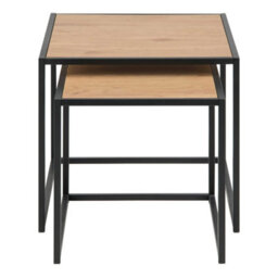 Wyld Haus El Paso Nesting Tables (Set Of 2) - Black Metal Frame And Wild Oak Tops - thumbnail 3