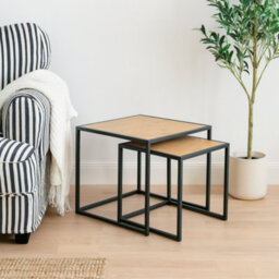 Wyld Haus El Paso Nesting Tables (Set Of 2) - Black Metal Frame And Wild Oak Tops - thumbnail 1