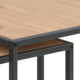 Wyld Haus El Paso Nesting Tables (Set Of 2) - Black Metal Frame And Wild Oak Tops - thumbnail 5