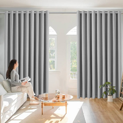 Ameha Light Grey Blackout Eyelet Curtains Ready Made Ring Top Thermal Insulated Heavy Thick Curtain 66''x90'' Bedroom Living Room - image 1