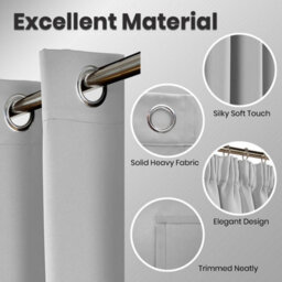Ameha Light Grey Blackout Eyelet Curtains Ready Made Ring Top Thermal Insulated Heavy Thick Curtain 66''x90'' Bedroom Living Room - thumbnail 3