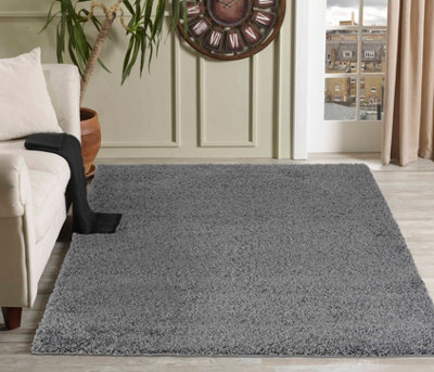 Desire Rugs Plain Living Room Shaggy Area Rugs Dark Grey 80X150 Cm - image 1