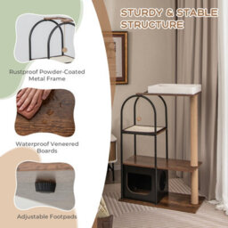 Costway 118 Cm Cat Tree Tower Cat Condo Activity Center W/ Metal Frame Scratching Posts - thumbnail 7