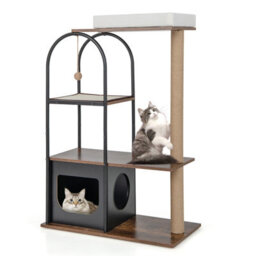 Costway 118 Cm Cat Tree Tower Cat Condo Activity Center W/ Metal Frame Scratching Posts - thumbnail 2