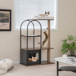 Costway 118 Cm Cat Tree Tower Cat Condo Activity Center W/ Metal Frame Scratching Posts - thumbnail 1