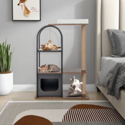 Costway 118 Cm Cat Tree Tower Cat Condo Activity Center W/ Metal Frame Scratching Posts - thumbnail 4