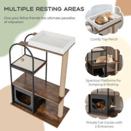 Costway 118 Cm Cat Tree Tower Cat Condo Activity Center W/ Metal Frame Scratching Posts - thumbnail 5
