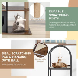 Costway 118 Cm Cat Tree Tower Cat Condo Activity Center W/ Metal Frame Scratching Posts - thumbnail 8