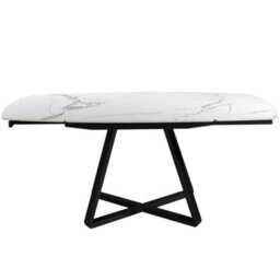 Angel Cerda Modern Oval Barrel Porcelain Marble Dining Table With Black Steel Legs - thumbnail 6